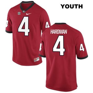 Youth Georgia Bulldogs NCAA #4 Mecole Hardman Nike Stitched Red Authentic College Football Jersey BLN4854OT